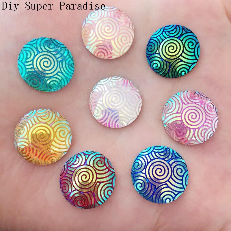 DIY 20pcs 16mm AB Resin Round FlatBack Scrapbook Accessories Wedding Scrapbook Craft K43: K43A