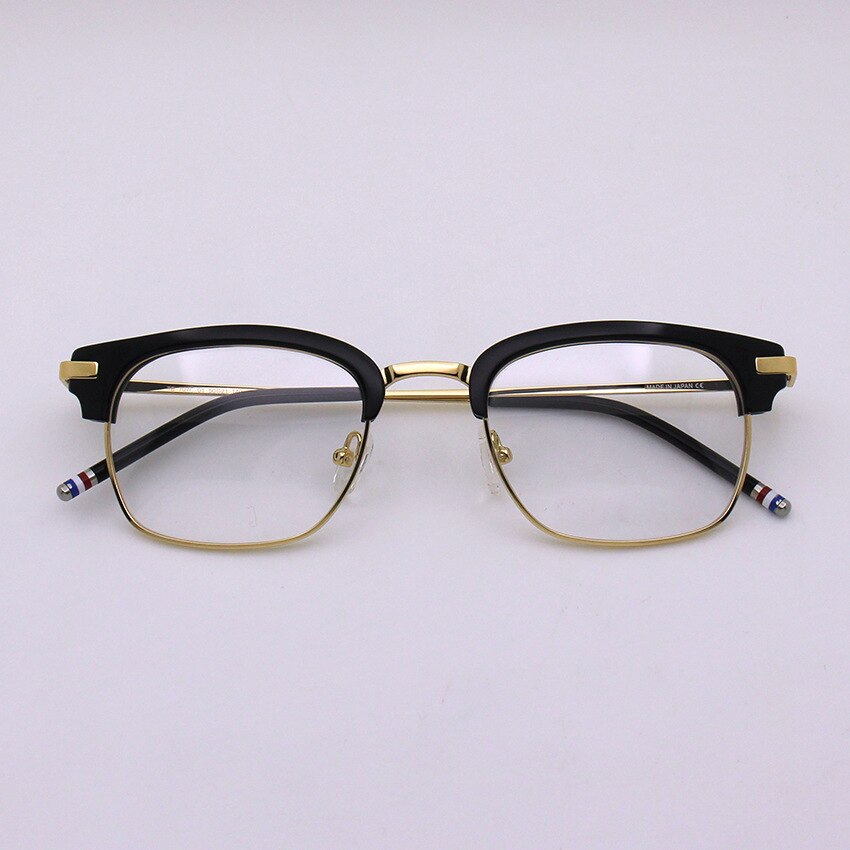 THOM Glasses for Men Women&#39;s Eyeglasses With Frame Vintage Myopia Prescription Eyewear Tom Brown Spectacle TB707: BLACK GOLD
