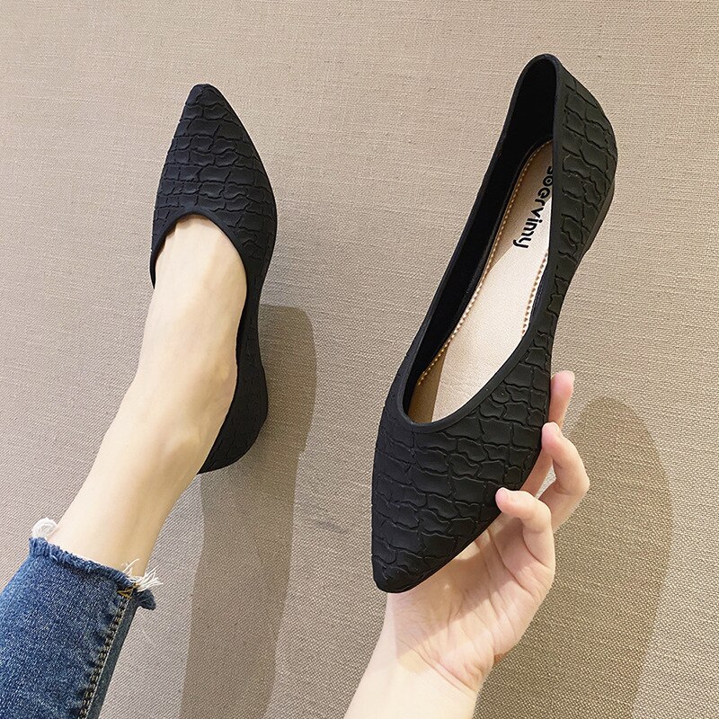 Plastic Jelly Shoes Woman's Low Heel Casual Pumps Pointed Toe Spring Slip On Plastic Rain Shoes Waterproof