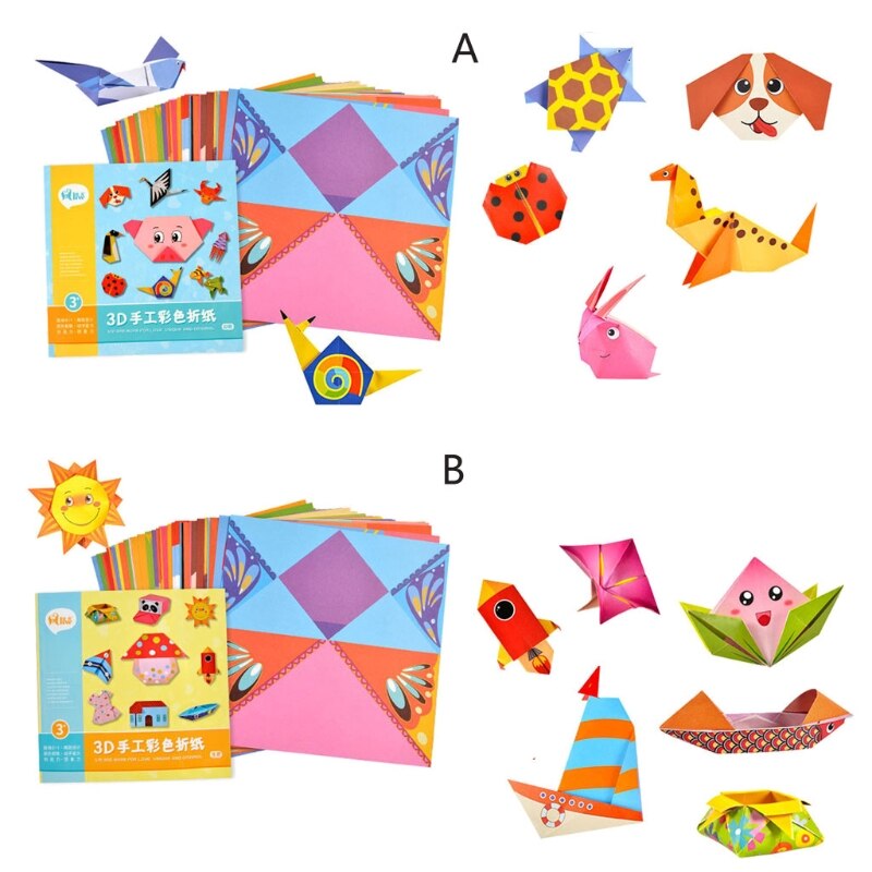 54Stck freundlicher Origami Papier Buch 3D Puzzle DIY Klapp Spielzeug freundlicher Handgemachte Spielzeug M89C