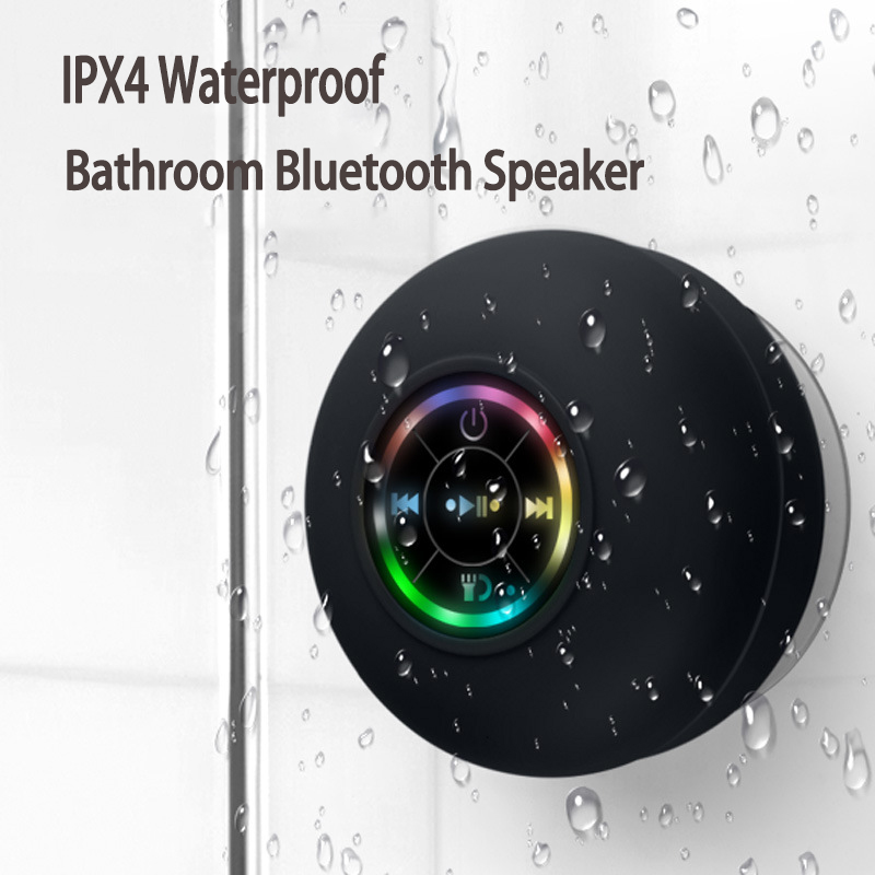 Mini-Bluetooth-Lautsprecher, wasserdicht, für Badezimmer, Audio-, kabellose Duschlautsprecher, RGB-Licht für Telefon, Soundbar, freihändiger Autolautsprecher