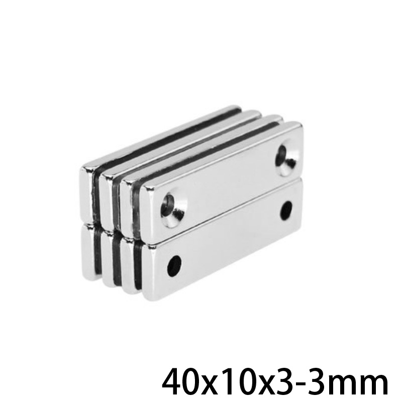 5 ~ 100 Uds 40x10x3-3 N35 imanes agujero avellanado agujeros 3mm hoja magnético permanente 40*10*3 imán de neodimio 40*10*3-3 40x10x3