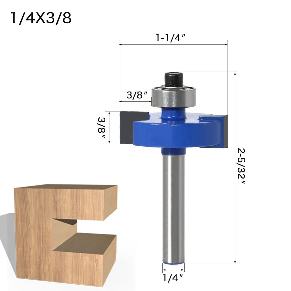 Rabbet Router Bit with 6 Bearings Set - 1/4" Shank 6mm shank Woodworking cutter Tenon Cutter for Woodworking Tools: 6.35X9.52