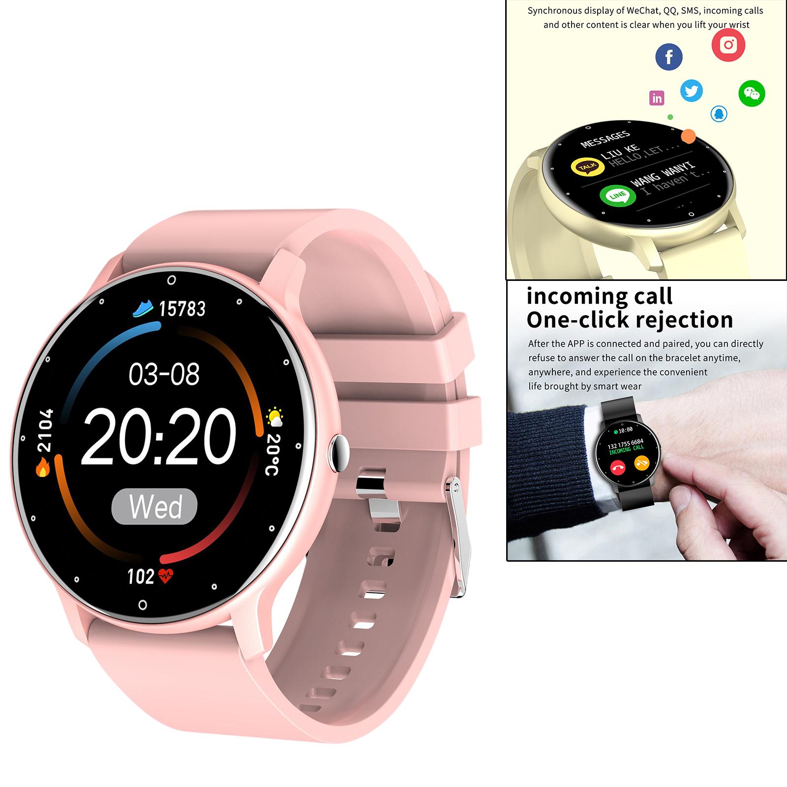 Zl02D Smart Watch Fitness Tracker Waterproof Men Women Blood Pressure Moniter Stopwatch for Android iOS Steps Counter Pedometer: Pink