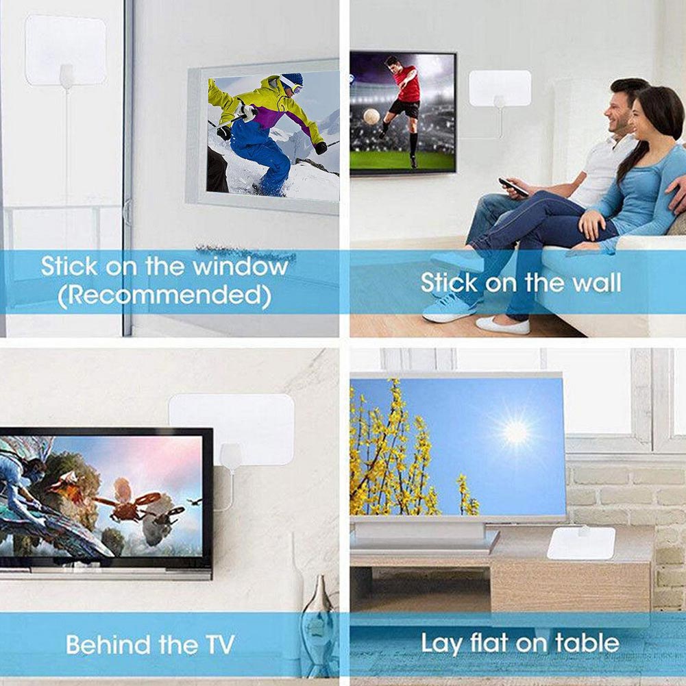 HDTV TV Digital 1080P 200 Mile Range Skylink Antenna HD White Plastic Indoor Without Amplifier Mini Durable Portable