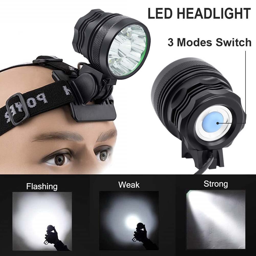 2 In 1 Bicycle Headlight 20000lm Waterproof Bike Front Light Night Safety 18650 Battery Pack Cycling Lamp Bike Accessories