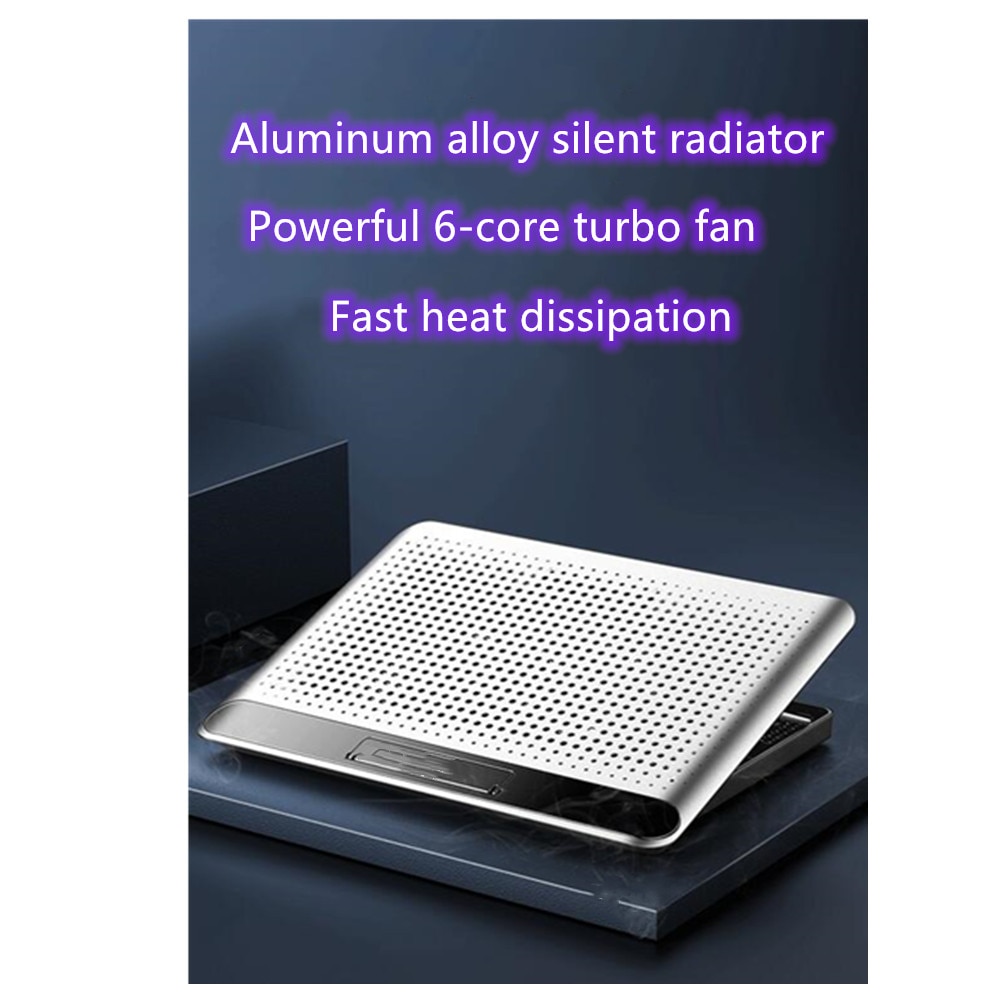 De Dual-Usb Ultra-Dunne Aluminium Legering Notebook Koeler, zes Fans Stille En Sterke Warmteafvoer, Zes-Speed Verstelbare