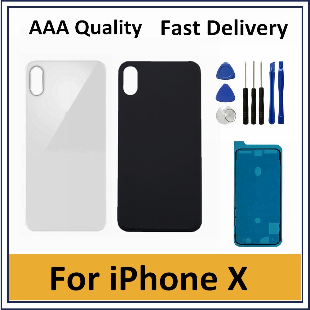 Back Glass For iphone X Back Housing Battery Cover Rear Door Glass Back Glass For iphoneX Back Glass Replacement Repair Parts