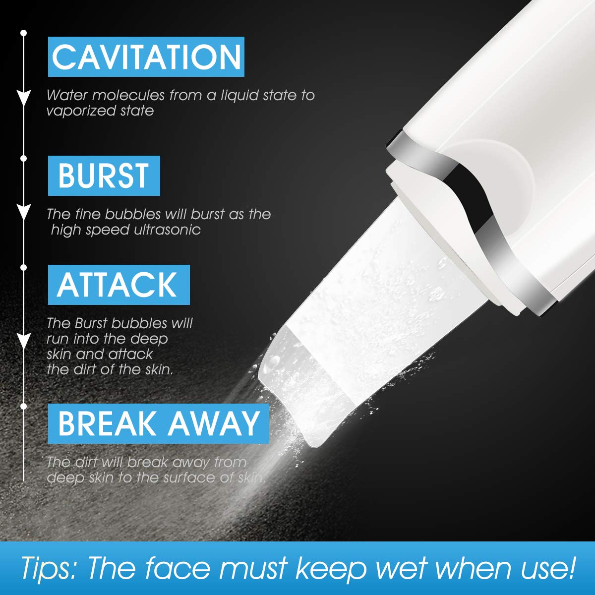 Skin Scrubber Facial Skin Scrubber Electric SPA Gentle Blackhead Remover Ultrasonic Facial Cleaner Spatula Face Lifting Massager