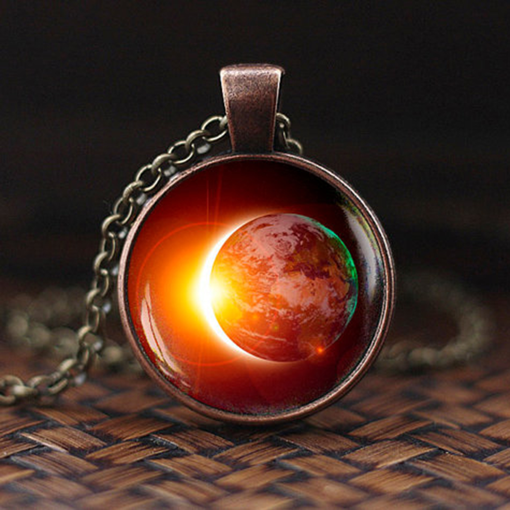 Charming Nebula Necklace Galaxy Space Glass Cabochon Pendant Solar System Jewelry Space Universe Necklace Milky Way Jewelry: 2