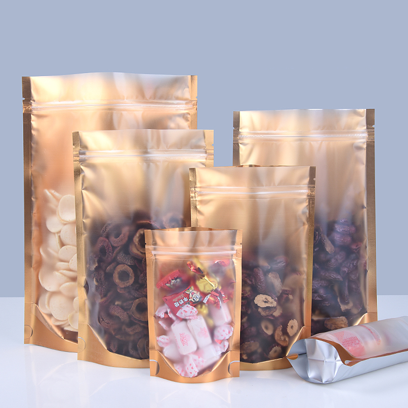 100Piece Gold Aluminum Bag One Side Clear Window Z... – Grandado