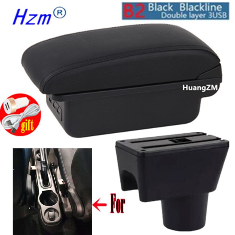 For Renault Duster Armrest For Dacia Duster Car Armrest box Center Storage box car accessories Interior With USB LED: B2 style black line