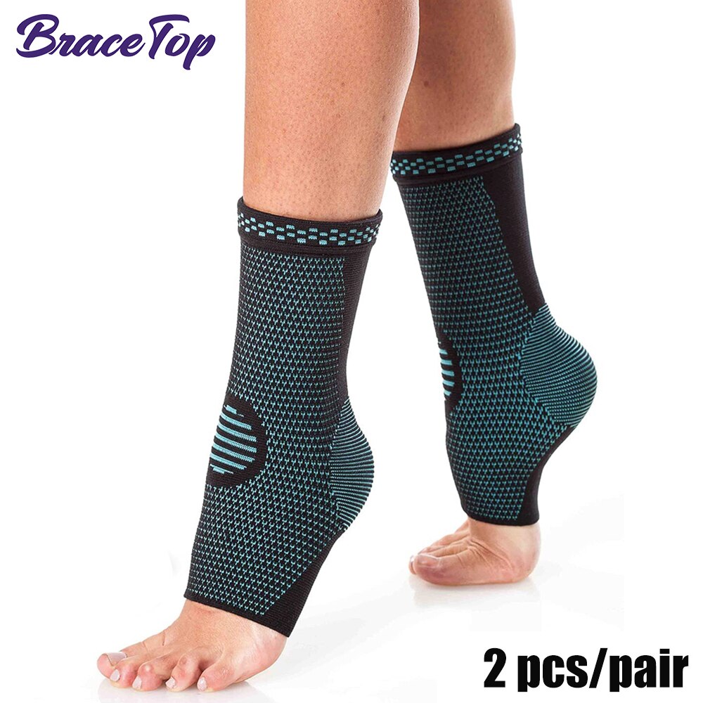 BraceTop Knöchel befestigen Kompression Ärmel, entlasten Achilles Tendonitis, gemeinsam Schmerzen, Plantar Fasciitis Fuß Socke Pro Hacke Sporn Schmerzen: Blau Knöchel befestigen / XL