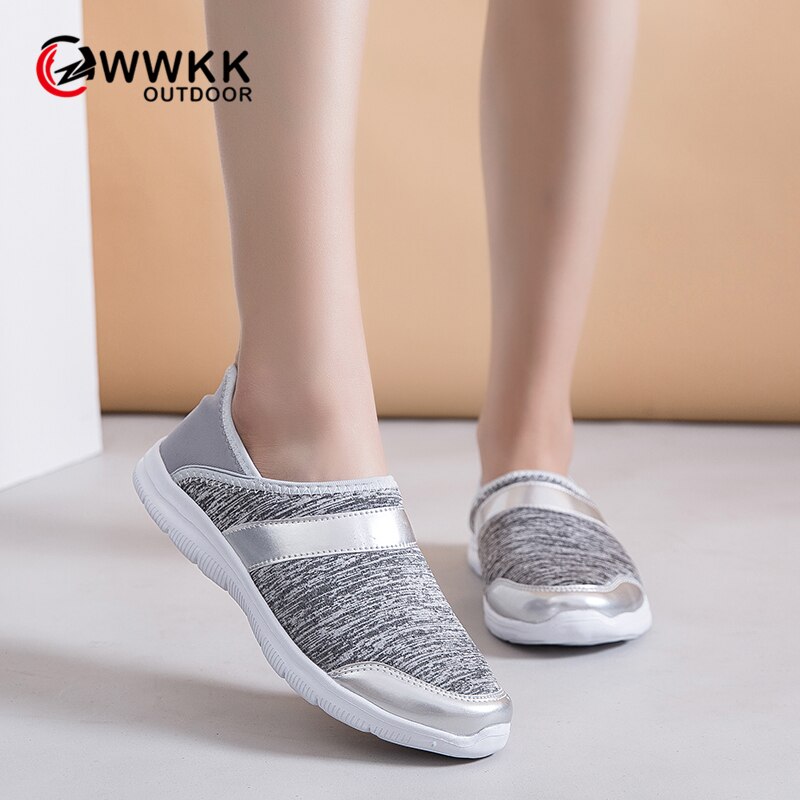 WWKK Autumn Sneakers Women Walking Breathable Mesh Shoes Woman Slip On Sport Ladies Shoes dames schoenen