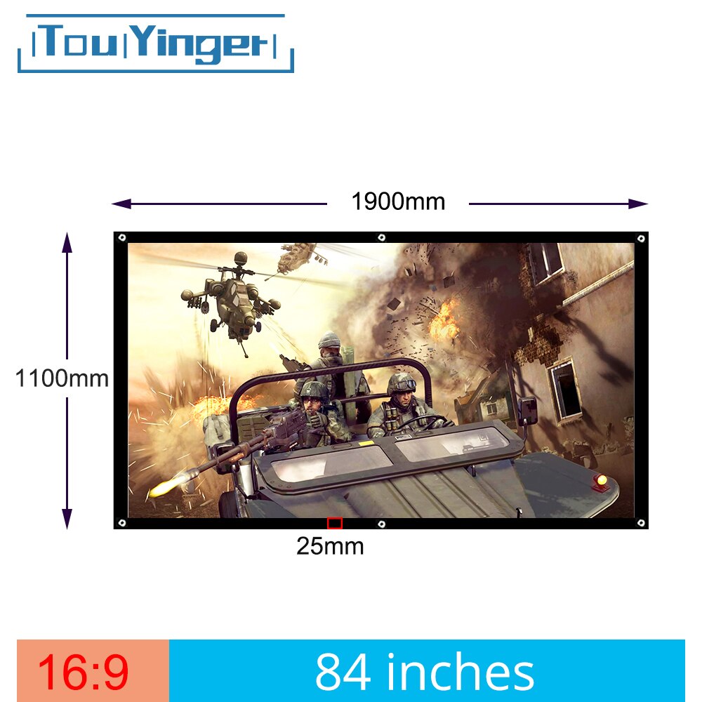 84 Inch 16:9 Portable Screen for Projector Plastic beamer Screen For Home theater Bar Disco Travel support LED DLP Projectors