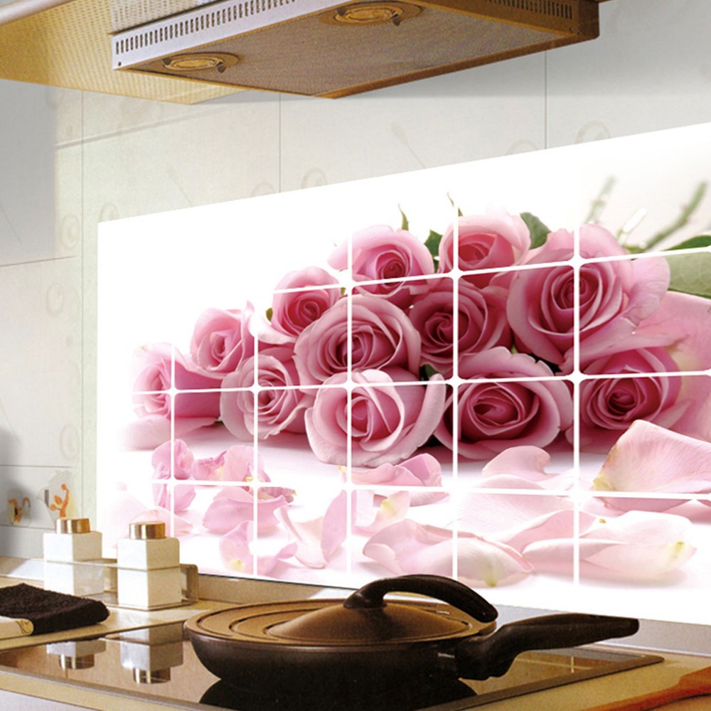 Poster Decoration Self-adhesive Stickers Rose Restaurant Kitchen Tiles Waterproof Paste
