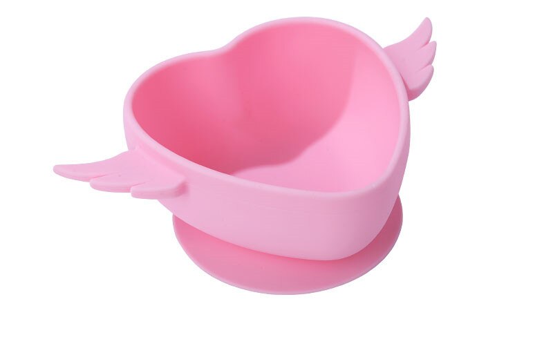 3Pcs/set Baby Silicone Bowl Infant Food Grade Complementary Feeding Tableware Set Baby Toddler Training Spoon Fork Set with Box: pink bowl