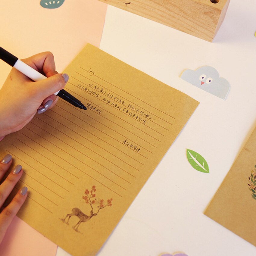10 paquets/lot belle wapiti vintage style chinois dessin animé Animal kraft papier lettre Message carte lettre stationnaire