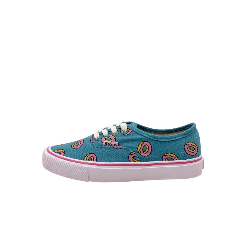 Meisje Chic Canvas Schoenen Lente Herfst Cartoon Donut Leuke Sneakers Met Donut Print Casual Schoenen Trainers 35-40 Lage lace Up