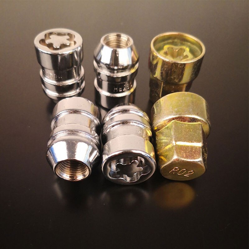 Anti-theft Wheel Bolt Lock Nut Key Car Auto Anti-theft Bolts Wheels Screw Lock M12x1.25 with Security Key for Nissan