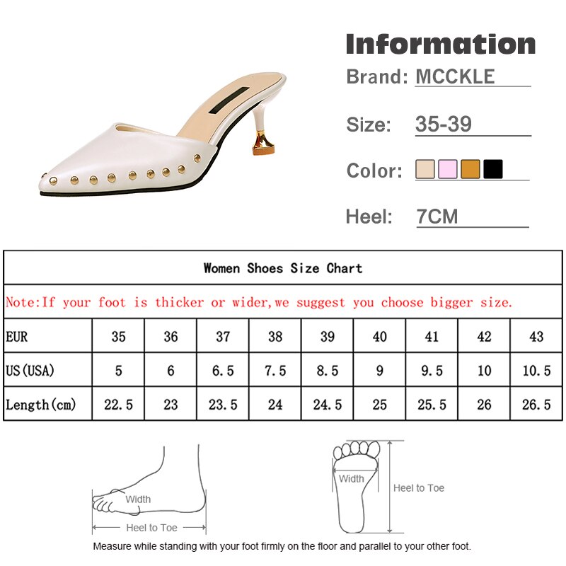 Vrouwen Zomer Muilezels Slippers Hoge Hakken Dames Klinknagels Puntschoen Strange Stijl Vrouwelijke Buiten Schoenen Voor Meisjes