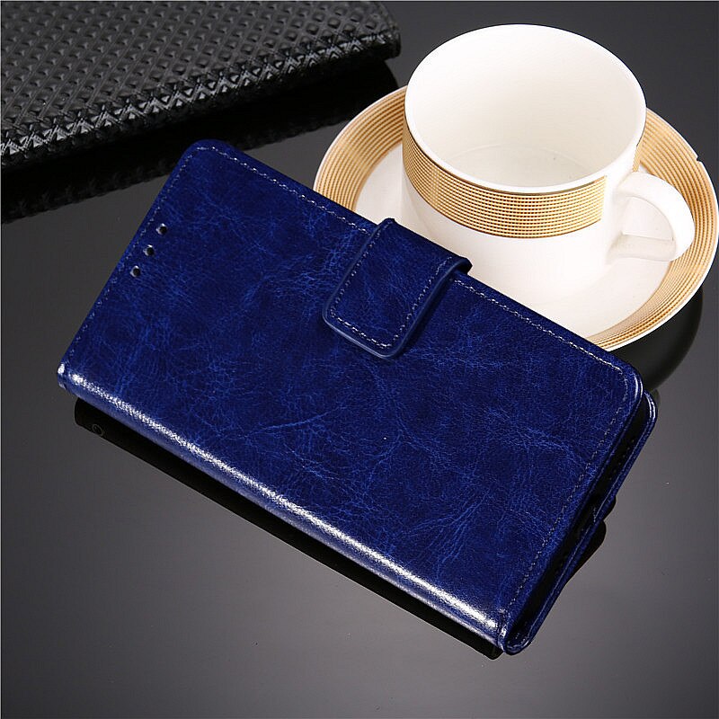 3D bloem patroon case Voor BQ 6040L MAGIC case BQ 6040L MAGIC cover Lederen Portemonnee Flip Case Voor BQ 6040L MAGIC case Funda Coque: Dark Blue