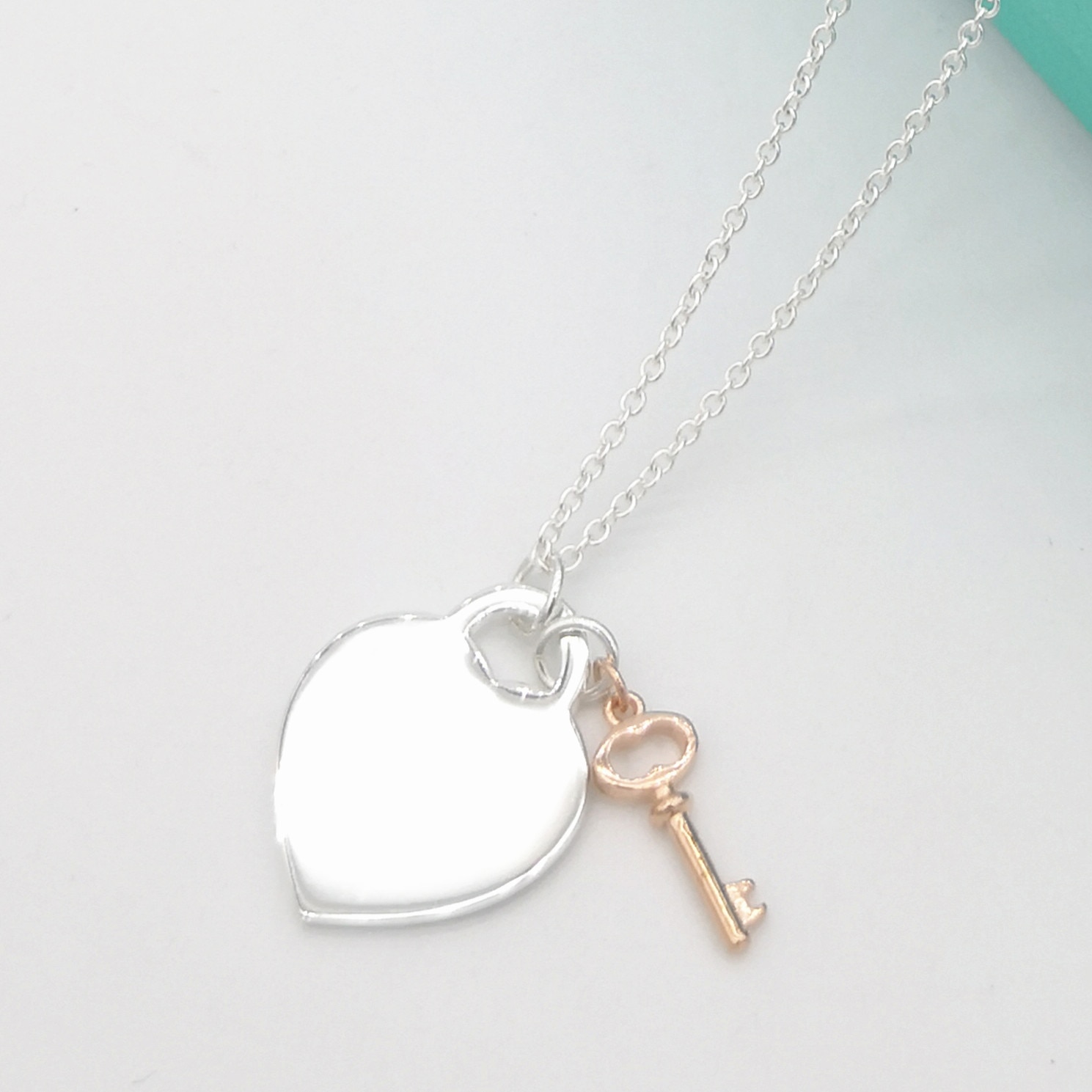 1:1 signore sterlina d'argento S925 classico popolare argento a forma di cuore in argento chiave del pendente della collana dei monili di coppia regalo di festa