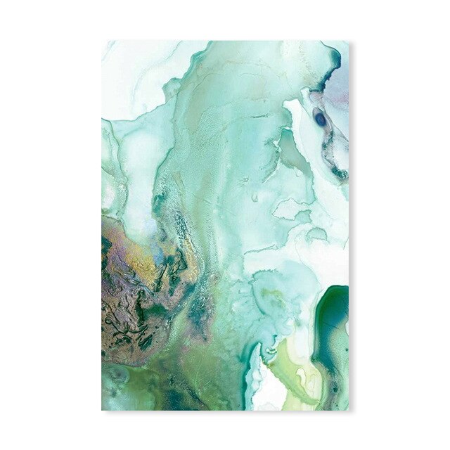 Abstrakt mintgrøn marmor vægkunst billeder lærred maleri galleri plakater og prints interiør til stue boligindretning: Guld / 30 x 40 cm uden ramme