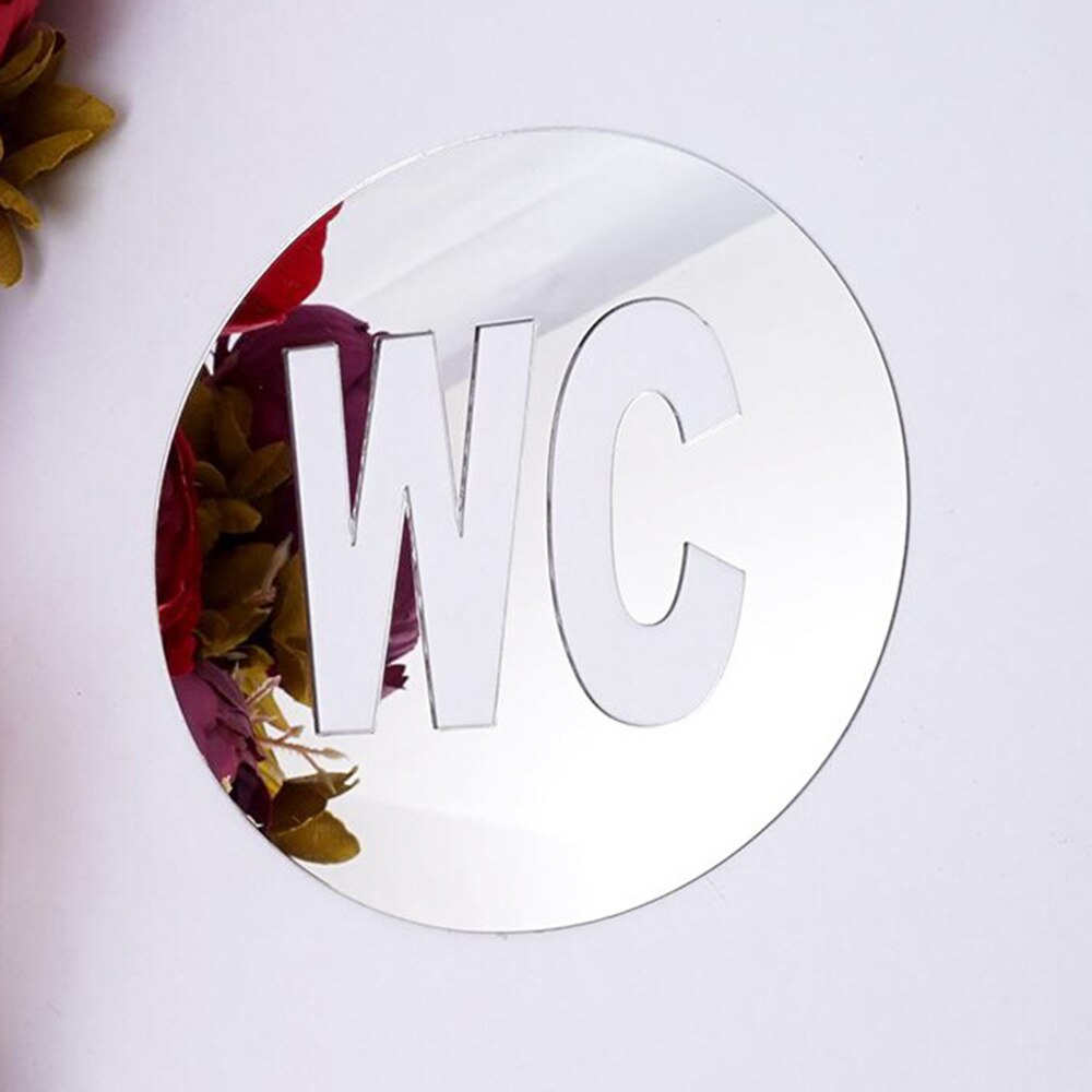 WC mural autocollant miroir salle de bain | Étiquette acrylique, Logo de porte, Stickers muraux amovibles, décoration acrylique de salle de bain maison