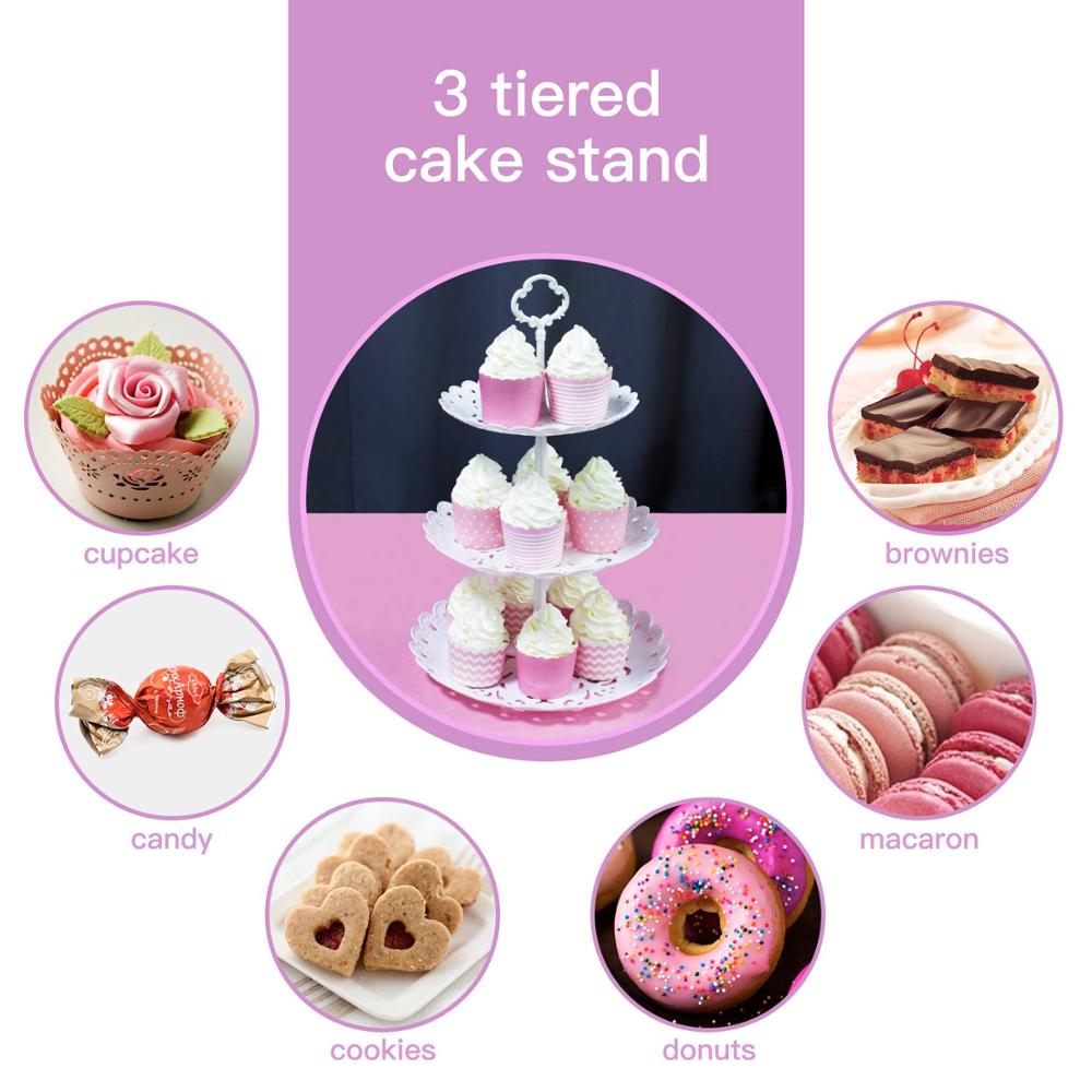 2 teile/paket Cupcake Stehen Nachtisch Stand 3 Ebene Kuchen Stehen Obst Platte Kunststoff Anzeige Stand für Hochzeit Hause Geburtstag