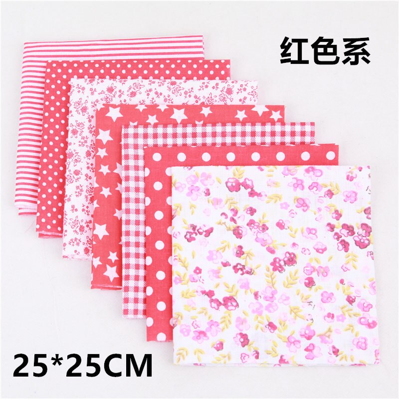 25 x 25cm 50 x 50cm sett bomullsstoff gjør-det-selv-sy quiltende dukkestoff til kjole patchwork blande stoff håndarbeid håndlaget materiale: Rød / 25 cm x 25cm