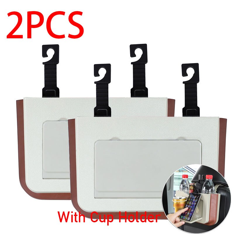Autostoel opbergtas, waterdichte opbergzak voor de rugleuning, vuilniszak voor auto-accessoires, organizer voor sleutels, kaarten en telefoonhouder: 2 stuks beige geüpgraded
