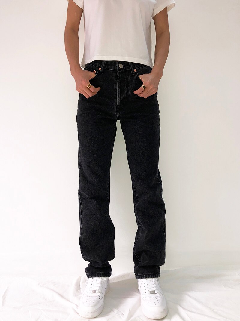 Baggy jeans til kvinder boyfriend mom jeans høj talje sorte løse lige denimbukser vintage streetwear: Xl