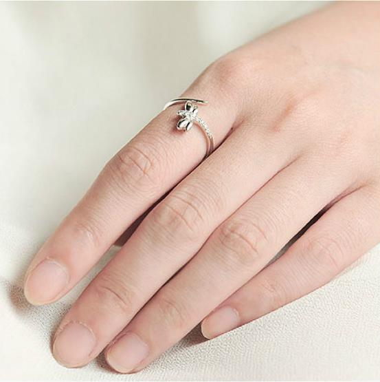 Trendy Zilveren Kleur Crystal Dragonfly Ringen Voor Vrouwen Bridal Wedding Engagement Sieraden Grote Opening Antieke Ringen