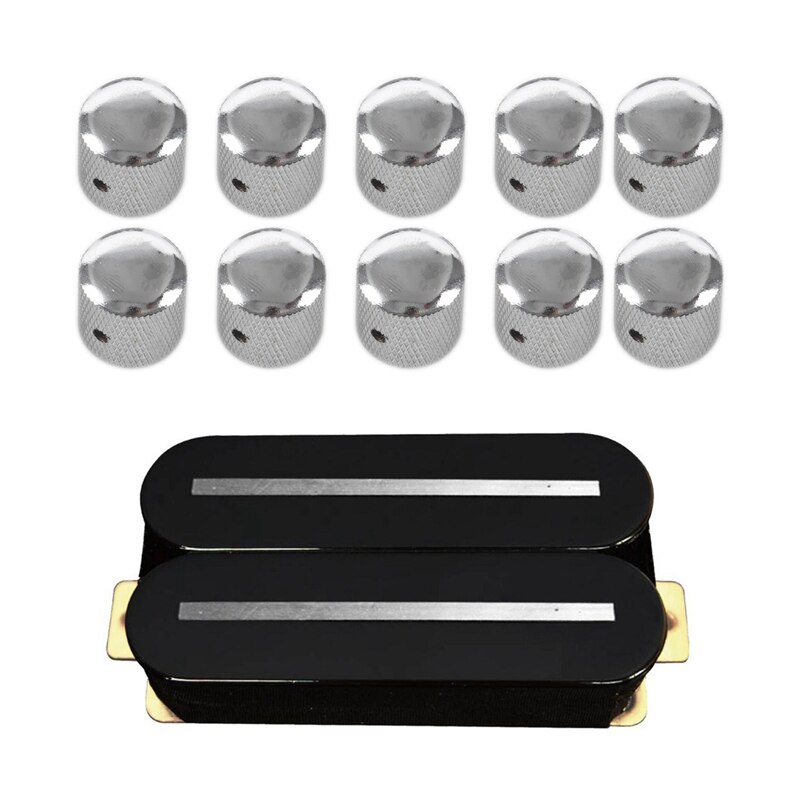 10Pcs Metal e Guitar Speed Control Knob Tone Volume Knob & 1 Pcs High Output Pickup Dual Rail Humbucker Pickups