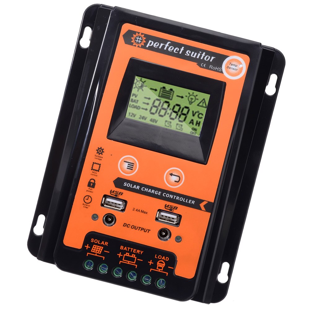 MPPT Solar Charge Controller 12V 24V 30A 50A Dual USB Charge Controller Solar Panel Battery Regulator LCD Display