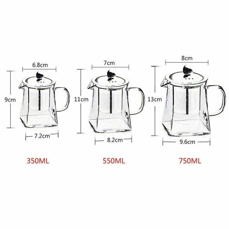 350/750ML clair résistant à la chaleur verre clair théière cruche W infuseur café thé feuille à base de plantes Pot fleur théière lait jus conteneur