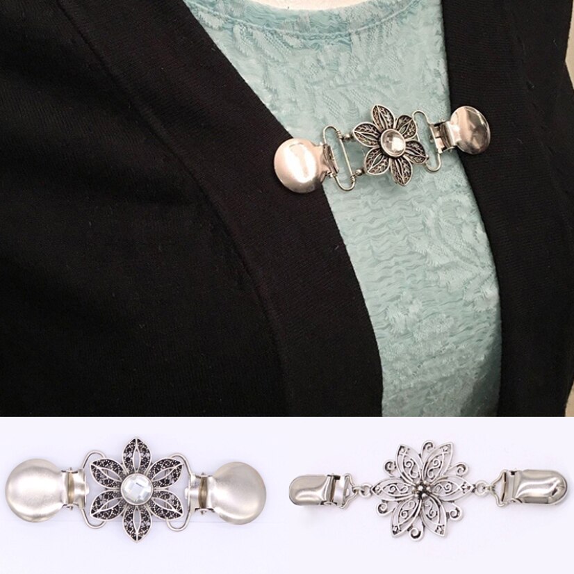 Clip de flores para cárdigan Vintage, abrazadera de costura, adornos, broches, prendedores de ropa de Metal para costura de retales
