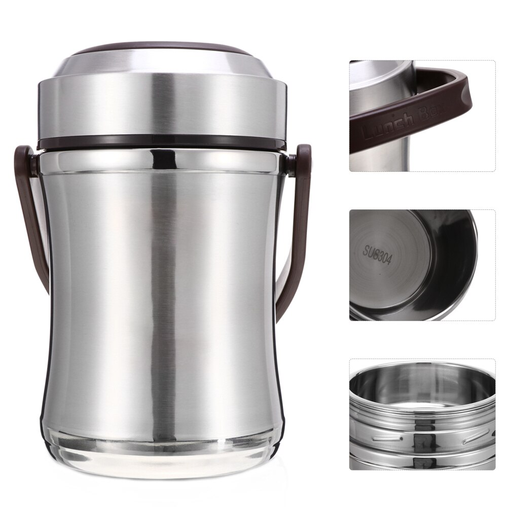 1Pc 1910ml Portable Large Capacity Insulation Food Storage Container: Silver