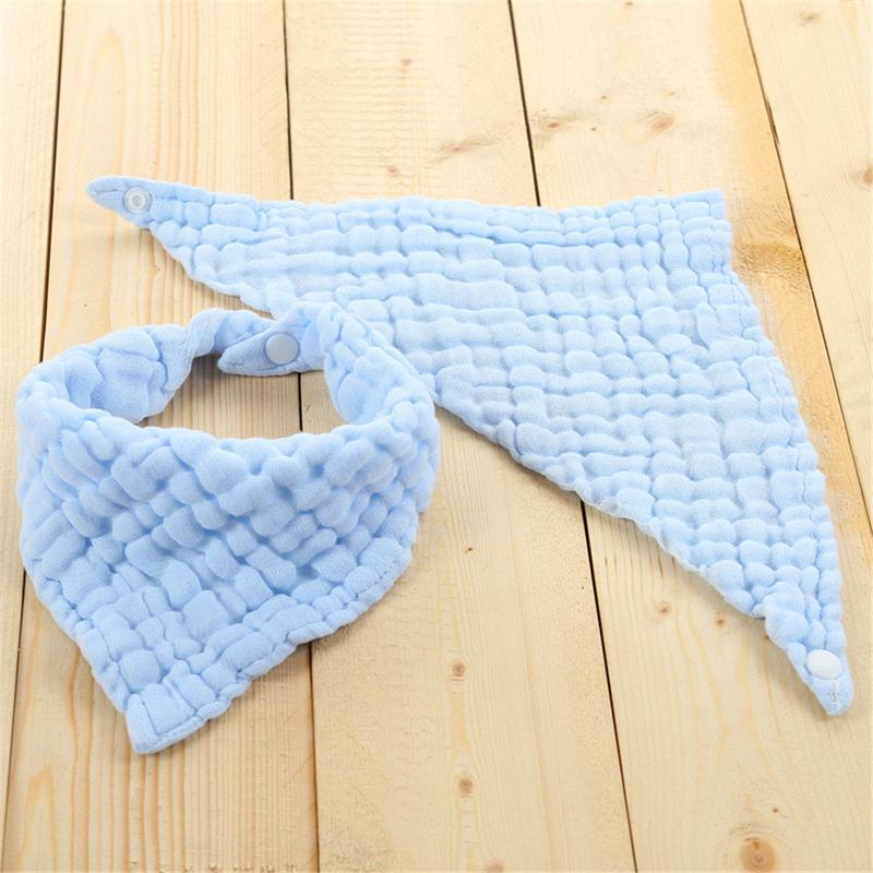 Unisex Baby Producten Katoenen Slabbers Speeksel Handdoek Zes Lagen Geplooide Gewassen Effen Kleur Bib Driehoek Zuigeling Burp Doeken: Blue bib