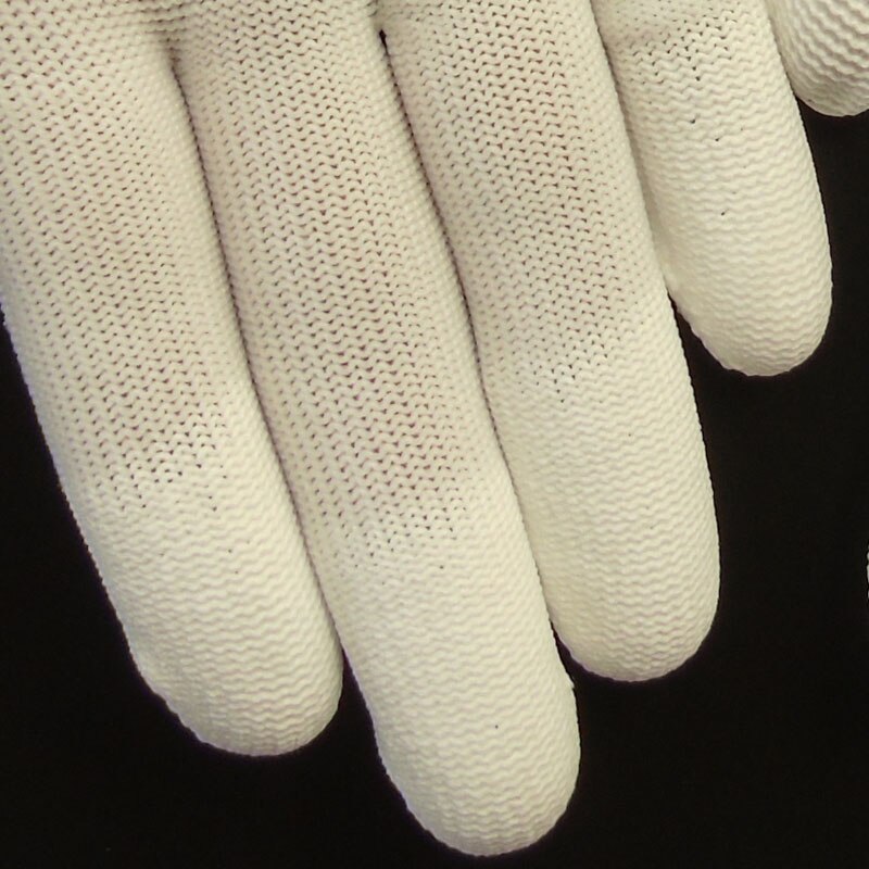 Belagte finger nylonhansker med fleksibel gummifinger fint arbeid strikkede strikkhansker i pustende gummihansker