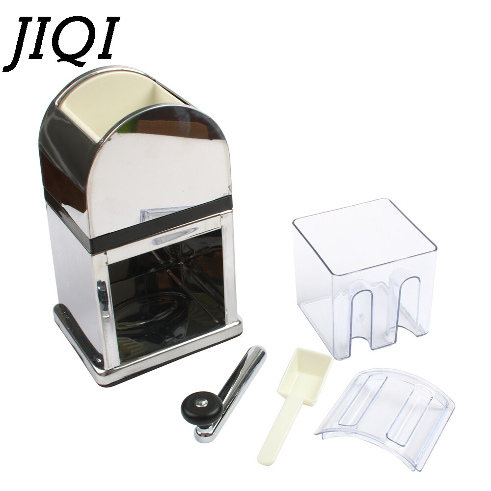 JIQI Stainless Steel Manual Ice Crusher Mini Ice shaver Chopper Manual Snow Cone Smoothie Maker Ice Block Breaking slush Machine