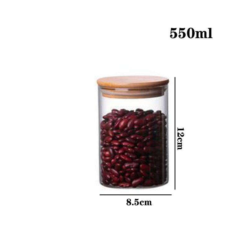 Glass Containers Food Glass Jars and Lids Glass Jar with Lid Kitchen Storage Box Organization Containers Bottle Spice Boats: 550ml
