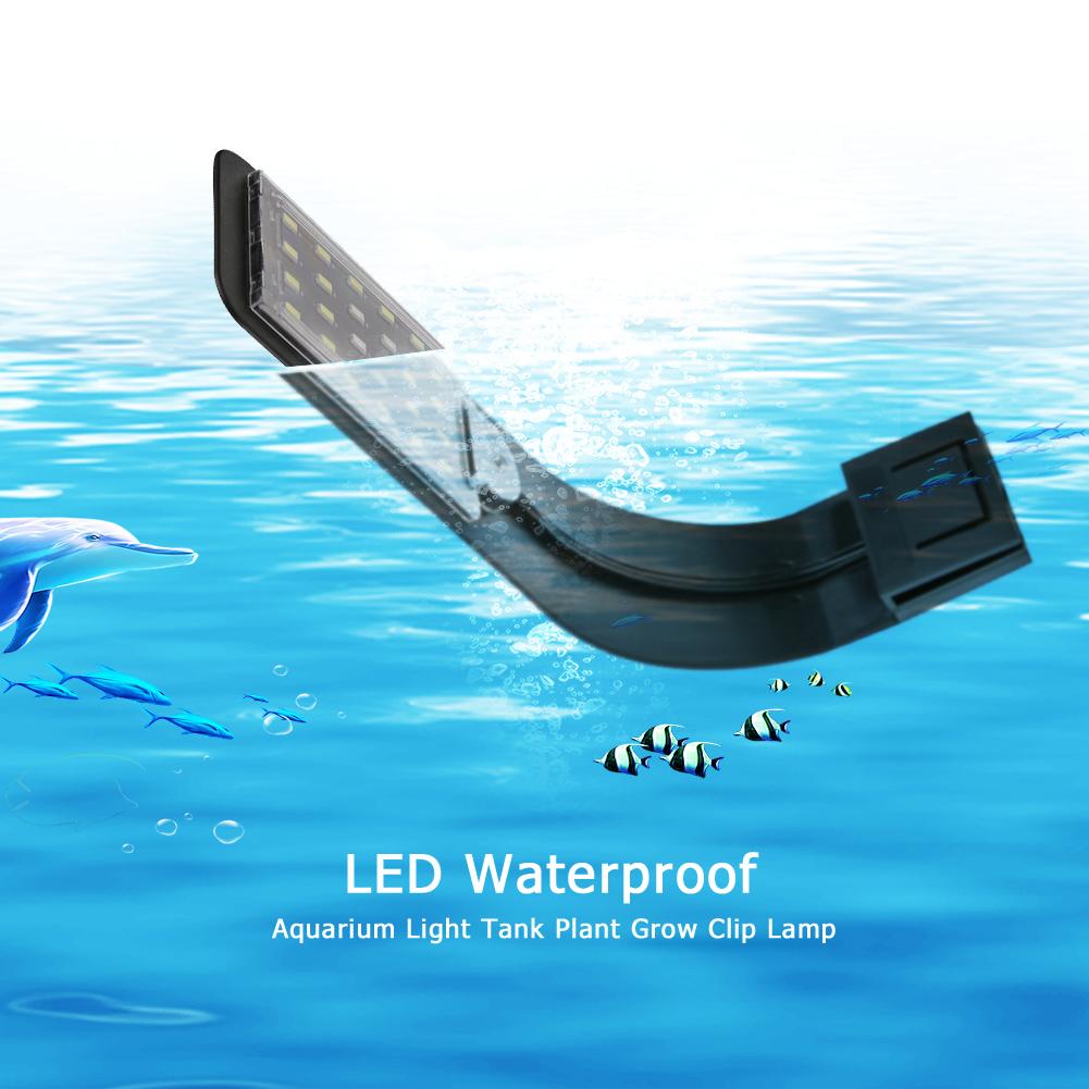 Super Slim 10W Led Waterdichte Aquarium Licht Voor Aquarium Waterplanten Groeien Verlichting Clip-On Lamp Eu plug Kabel Visvoorziening