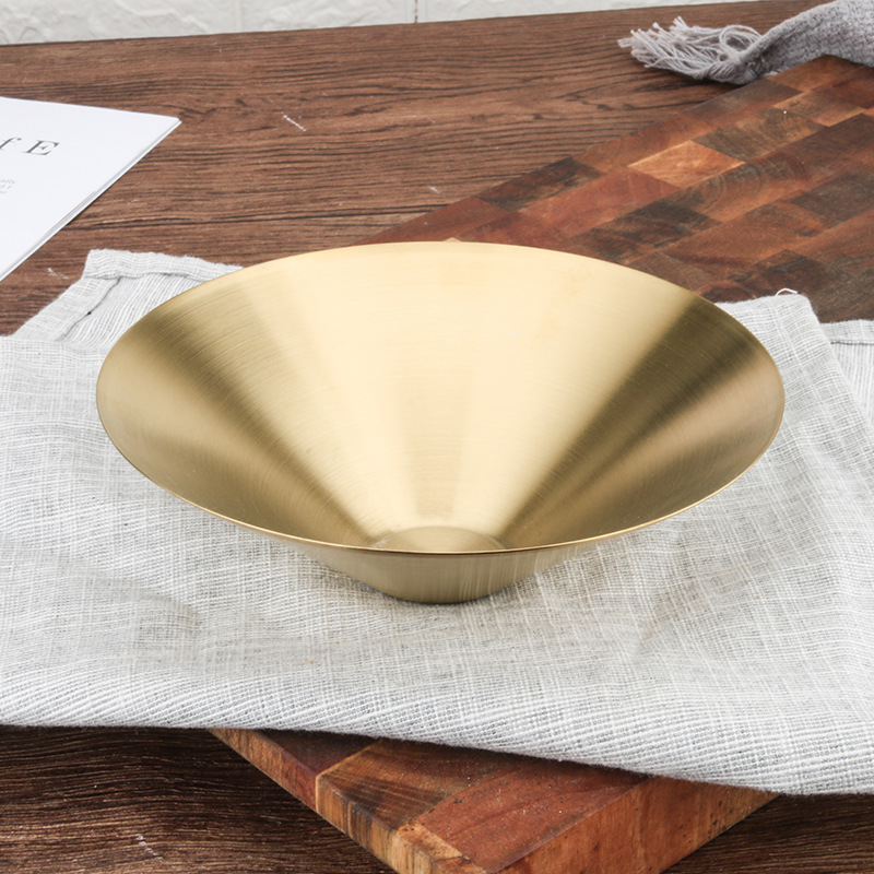 Japanse Ramen Kom 304 Rvs Single Layer Koude Noodle Kom Koreaanse Bibimbap Kom Noodle Kom Creatieve Soepkom: Golden 22.5cm