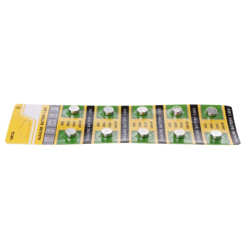 10 PIÈCES Pile Pile alcaline AG3 1.55V Piles Bouton SR41 192 L736 384 SR41SW CX41 LR41 392 Lampe Chaîne Lumière De Doigt Montre