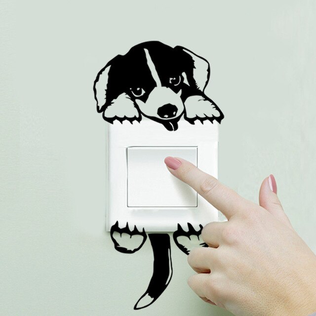 Katten Honden Muursticker Wc Deur Koelkast Computer Badkamer Decor 3D Effect Wall Decor Animal Muurstickers Poster Muurschildering: M03120