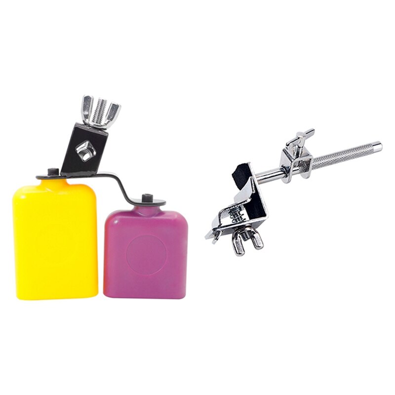 SEWS-1Pcs Drum Cowbell Music Latin Percussion Drum Set Kit & 1Pcs Bass Drum Hoop Mounted Cowbell Holder Clamp: Default Title