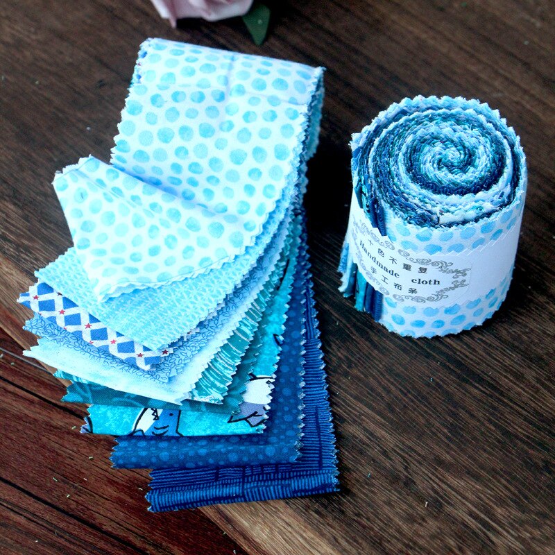 10 stk/rull jelly roll stoff jelly roll stoff strip jelly roll stoff strips quilting stoff rull jelly roll strip 6.2 x 110cm: Blå