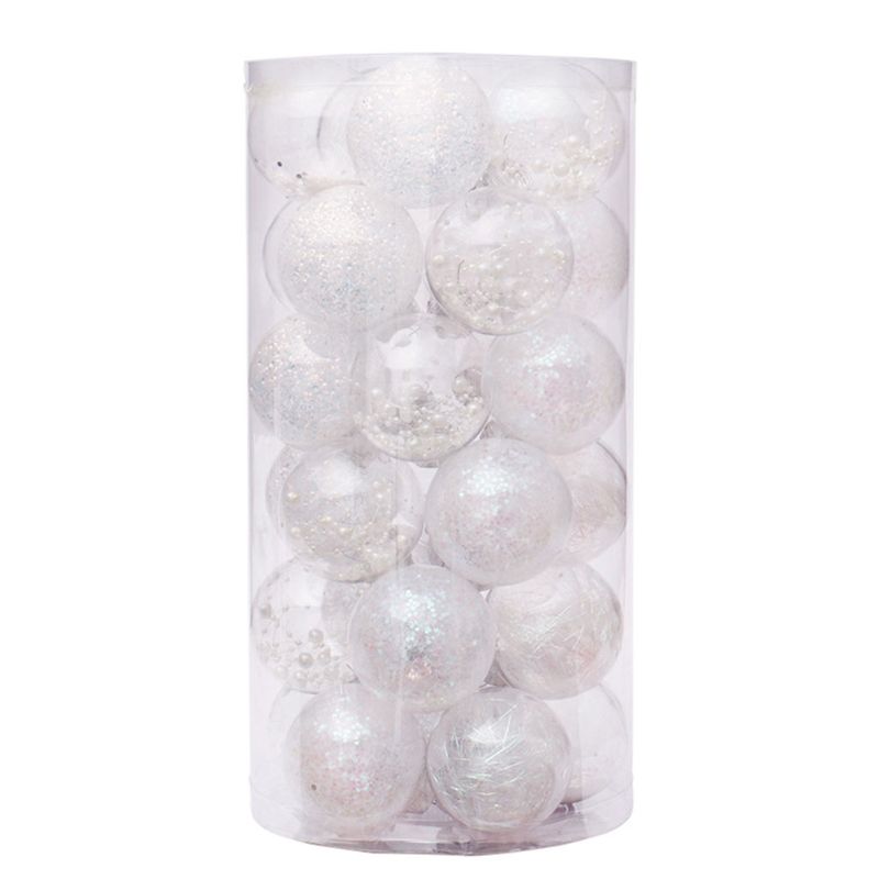 6cm/30 Pcs Christmas Balls Clear Plastic Ornaments Party Xmas Tree Hanging Decor: 9FF202222-W